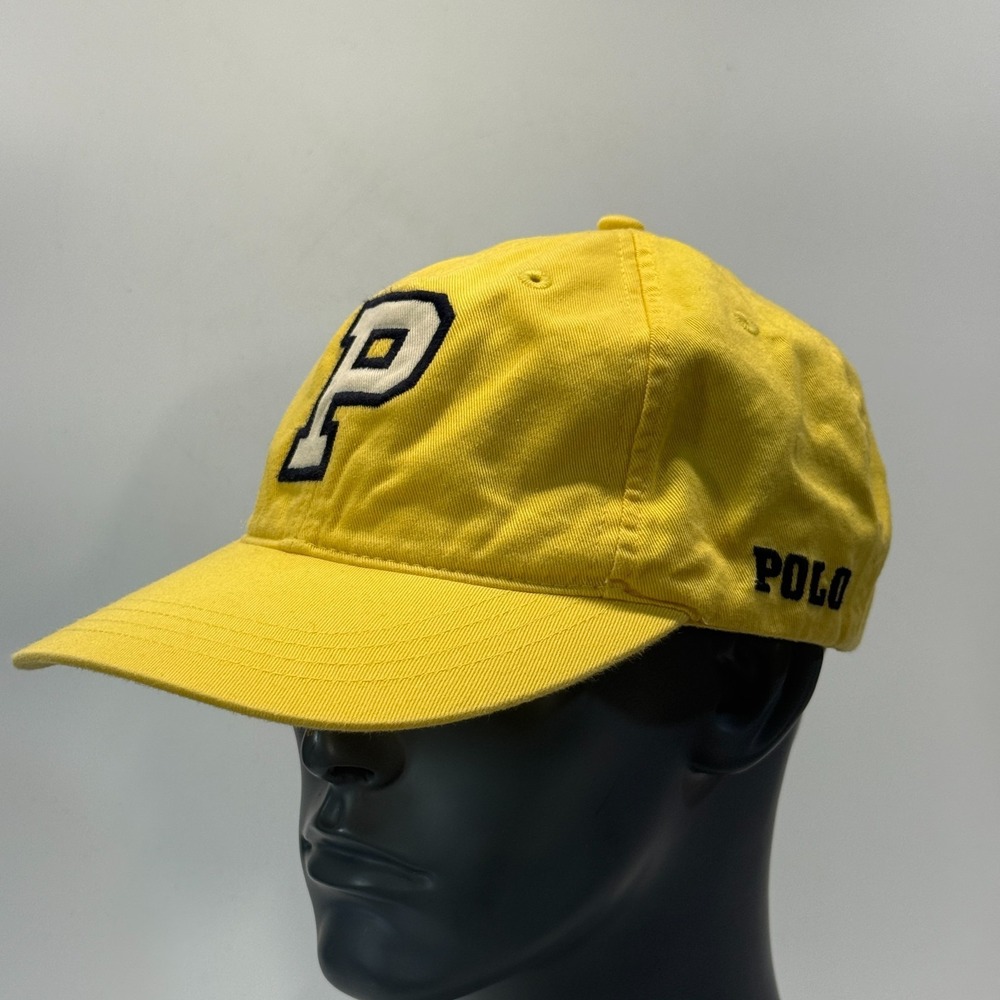Vintage Polo Sport P Logo Cap Strapback Men Yellow Varsity Dad NWT
